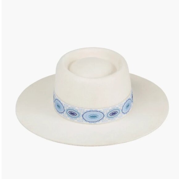 NWT Lack Of Color Azure Lolita Wool Felt Boater Hat In Ivory Wide Brim - Picture 2 of 10